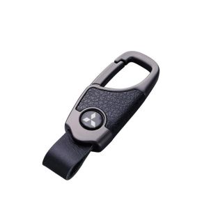 Gantungan Kunci Mobil Motor Bahan Kulit Tenunan Tangan Gantungan Kunci Keychain Leather logo Mitsubishi