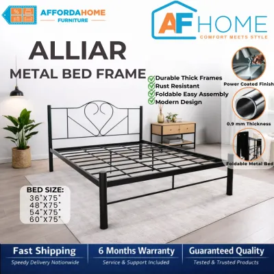 ALLIAR | Heavy Duty Metal Bed Frame - Minimalist Steel Bed for Home Bedroom
