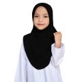 (5Y - 12Y) Tudung Sekolah Budak TIADA GETAH Lycra Putih Berdagu / Hitam Jenis Sarung Sukan Perempuan Uniform. 