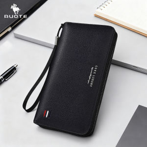 AUOTE กระเป๋าสตางค์ผู้ชายแบบยาวกระเป๋าสตางค์อเนกประสงค์กระเป๋าสตางค์ยาว PU นุ่มกระเป๋าสตางค์ความจุมาก ID เครดิตหลายช่อง Pouch Koin ผู้ที่ใส่บัตรเหรียญหนัง PU กระเป๋าสตางค์ธุรกิจ