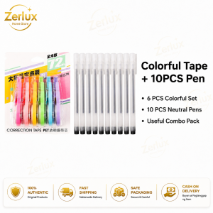 6-Pack Precision Correction Tape Set for School & Office - 72m PET Transparent Tape - Vibrant Colors for Writing & Correction