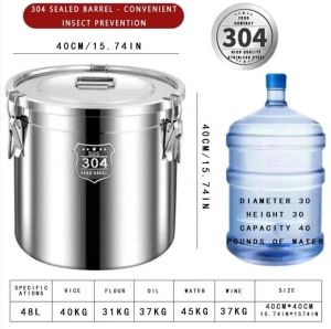 Food containers storage large capacity rice bucket insulation commercial stall outdoor 304 stainless steel metal