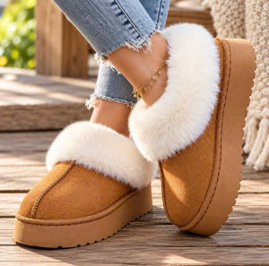 Dép Bông Nữ Kín Mũi Lót Lông Mềm | Dép Lông Nữ Đế Dày Ấm Chân Đi Trong Nhà Size 36–41