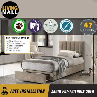 Living Mall Zahir Single Divan Bed Frame with Drawer - PetFriendly Scratch-Resistant