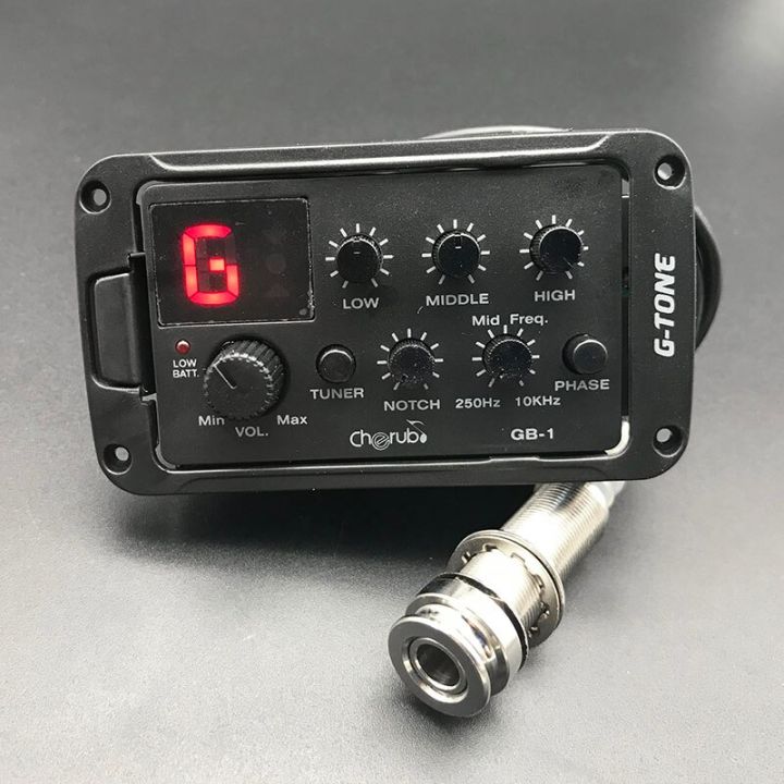 Préampli égaliseur 3 Bandes Pour Guitare Acoustique - Avec Tuner LCD Et Capteur Piezo, Piles Incluses - 6
