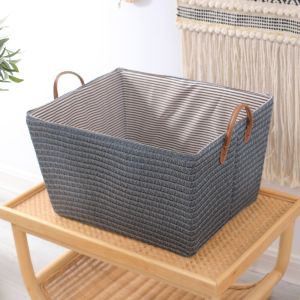 MIRELAE Straw Foldable Storage Box with Handle Rattan Frame Clothes Organizer Box High Quality Large Capacity Storage Basket Bathroom