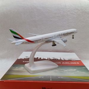 PREMIUM Emirates B777 Diecast Airplane 8 Inch Boeing 777 Aircraft Model Metal Plane with Landing Gear Display Stand Aviation Collectible Airplane Toy Souvenir Gift Emirates Airline Model