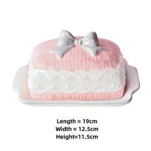 Omk màu hồng dễ thương loạt đĩa đựng bơ gốm với nắp bơ thủ môn cho truy cập bơ hộp