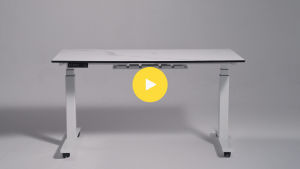 Stationed Electric Standing Desk | Marble Design | 5 Year Warranty | Onyx Black | CABLE MANAGEMENT TRAY & CASTOR WHEELS | Height Adjustable 60-125cm