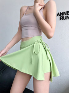 New Sports Yoga Skirts Womens Tennis Skirt Anti-Exposure Fake Two-Piece Side Slit Gym Skirts & Shorts
