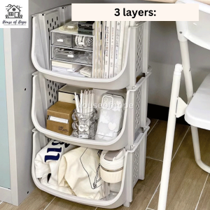 Stackable Rack W/Wheels/ Movable Storage Rack Snack Organizer Rolling Trolley Under Desk Basket Dorm Bedroom StorageR
