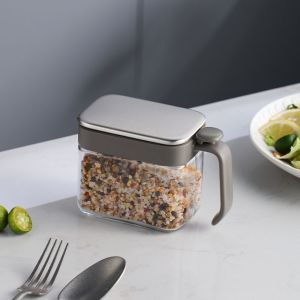 ALICE XU Sealed Glass Seasoning Box Large Capacity 500ML Spice Holder Easy To Clean Food Grade Salt Storage Bottle Commercial Use