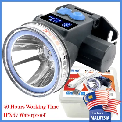 40 Hours Long Working Time Headlamp Rechargeable Lampu Kepala Tahan Lama Diving Headlamp LED Light Fishing/Hunting/Camping Flashlight Head Lamp 超亮led头灯