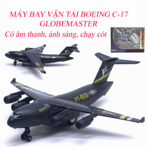 Đồ chơi mô hình máy bay vận tải boeing C-17 GLOBEMASTER chất liệu hợp kim có nhạc và đèn chạy cót