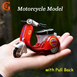 Vespa Motorcycle Model Simulation Retro Women Motorbike Toy Locomotive with Pull Back Function Wheels Can Glide