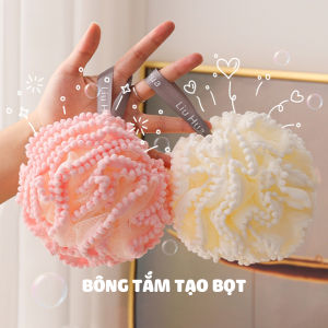 Bông tắm tạo bọt bông tắm tròn to bông tắm lưới Labubu ngộ nghĩnh ren bi cao cấp làm sạch da - Happy Life 4U