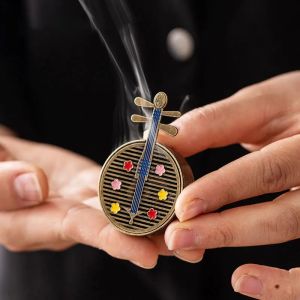 Pembakar Dupa Mini Paduan Labu Kecapi Tempat Dupa Kuil Buddha Kantor Ruang Teh Dekorasi Rumah Kerajinan