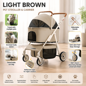 Pet Stroller Foldable Dog Cat Carrier 4 Wheels Lightweight Trolley Dog Cat  Increase Space Stroller Suitable for Families with Multiple Pets