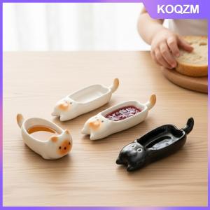 KOQZM Ceramic Cat-Shaped Mini Dipping Plate Side Dish Small Bowl Home Diningware Kitchen Table Decorative Cat Bowl