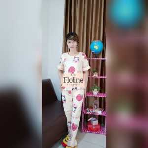 Floline Ols - Setelan Piyama Celana panjang / Baju tidur Wanita Rimpel Import High Quality