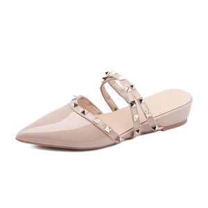Free Shipping Baotou WomenS Sandals 2026 Outdoor Wear Studded Pointed Toe Wedge Heel Sandals Stylish And Versatile Slip-On WomenS Shoes