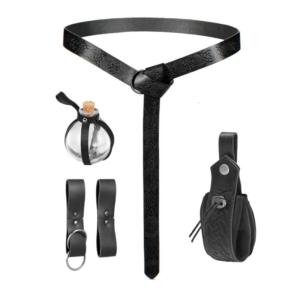 Men Belt with Pouch Alchemist Waistband Belt for Parties and Festivities Medieval Men Brown Punk Waistband