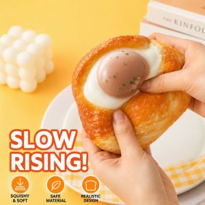 Omelet Toast Slow Rising Squishy Toy PU Soft Bread Stress Relief Fidget Squeeze Toy For Girls