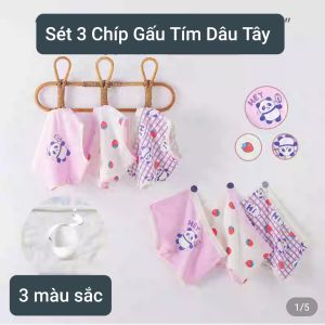 Quần lót bé gái Sét 3 chip đùi trẻ em chất cotton hoạ tiết màu tím siêu dễ thương