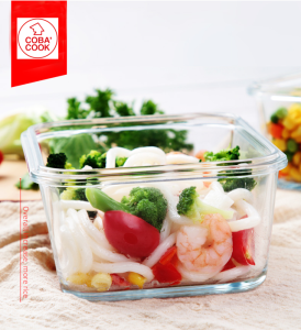 Hộp thủy tinh đựng thực phẩm chịu nhiệt COBACOOK hình chữ nhật dung tích 370ml- CBHL370