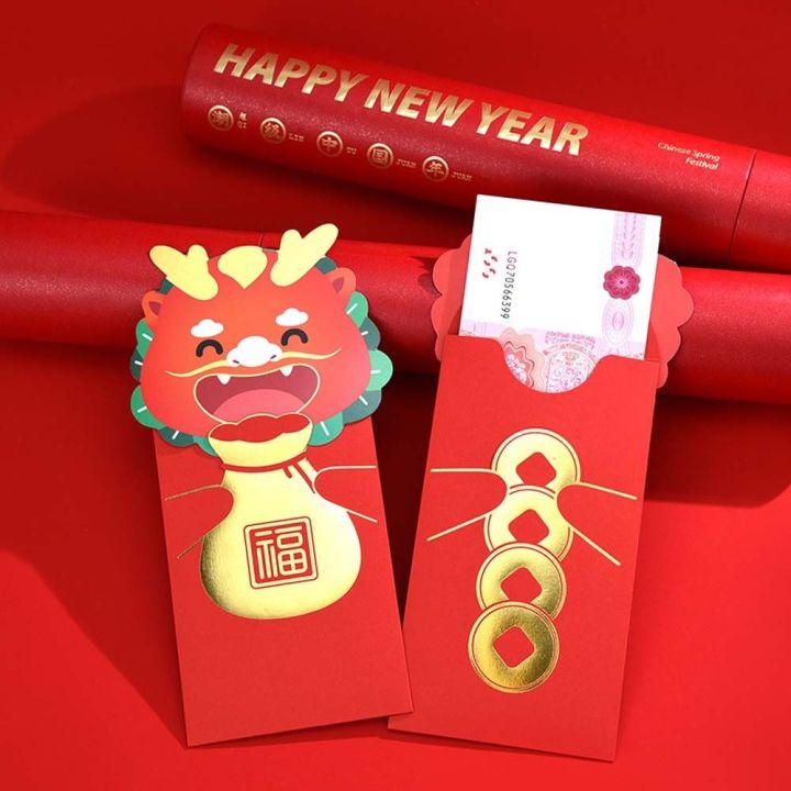 VBBN 6Pcs/set Money Packing Bag Chinese Dragon Red Envelope DIY Card ...