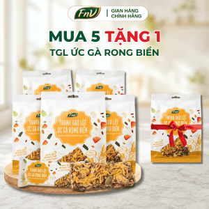 [MUA 5 TẶNG 1] Combo 6 gói thanh gạo lứt ức gà rong biển ăn vặt ít calo FNV 120g