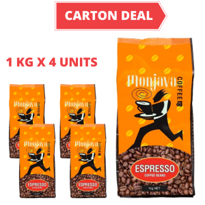 Carton Deal - Monjava Coffee Beans Espresso 1kg x 4 Units 100% Arabica Whole Beans