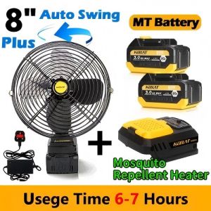 KEELAT 8-inch Portable Fan Wireless Camping Fan with 2 USB Ports Mini Desk Fan Ideal for the Office Home Dorm Rooms and Fishing Trips