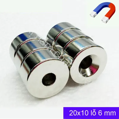 Nam châm tròn 20x10 lỗ 6mm hút bị sắt nam châm màu trắng siêu mạnh