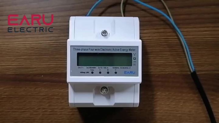 Din Rail 380V 3 Phase 4 Wire Energy Meter Power Consumption Monitor kWh ...