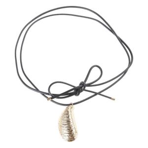 Unique Striped Water Droplet Pendant Necklace Adjustable Length Fashion Choker Charm for Modern Womens Attire