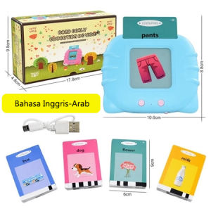 Indonesia & Inggris & Arab Flash Card Early Education Mainan Bantu Pengenalan Bahasa Mainan Edukasi Bahasa Suara