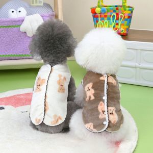 PERNEAKY Soft Winter Plush Dog Vest Cute Bear Pattern Puppy Sweater Chihuahua Warm Pet Clothes Small Medium Dogs