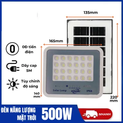 Đèn sân vườn năng lượng mặt trời với điều khiển từ xa 3500W Đèn đường năng lượng mặt trời siêu sáng IP67 không thấm nước