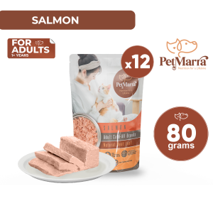 PetMarra Natural Meat Loaf Adult Cat Wet Food Pouch Salmon Flavor 80g BUNDLE OF 12 meatloaf cats pet foods all breeds