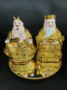 Tượng Thần Tài Thổ Địa Kim Sa Vàng Kích Thước 15cm/18cm/20cm - thờ cúng tặng kèm bột ngũ vị bao sái.