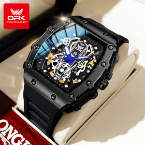 OPK transparent fashion  display luminous hand gear sports retro royal design mens Mechanical automatic skeleton watch. mens gift