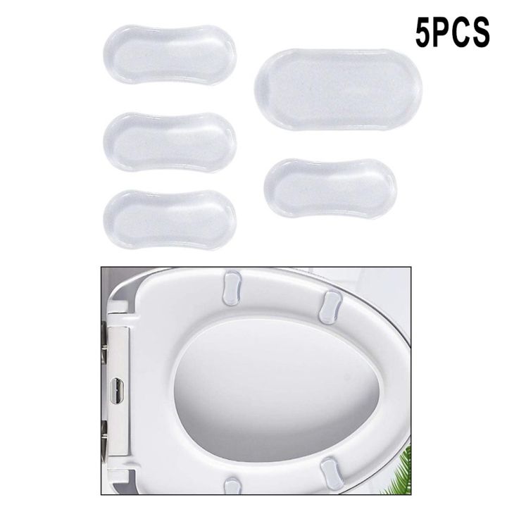 Silent and Stable Toilet Seat Lid Bumpers Set of 5 Spacers for Maximum