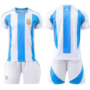 2024-25 Cup America Argentina Home Away Soccer Jersey Number 10 Messi 11 Di Maria Set Children Argentina Football Jersey Boys and Girls Argentina Jersey Set Kids Soccer Sports Uniform Short-sleeve T-shirt Shorts Sets with Socks and Armbands Customized