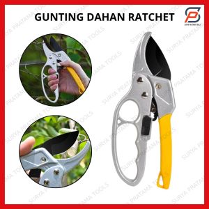 Gunting Dahan Ranting Ratchet Pruning Shears Scissors / Gunting Batang Pemotong Kayu Tanaman Taman