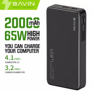 PERFECT-EF BAVIN PC036 20000mAh 65W PD & QC3.0 Powerbank w/ Type-C & USB Input/Output High Speed Power Bank for Mobile Phones Latpop Notebook