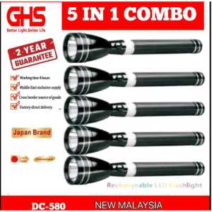 GHS DC80 Plus 5pcs 5in1 Original Japan Torch Light Long Range New Version Rechargeable Battery Torch Light Ready Stock O