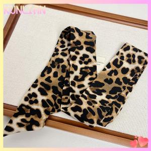 [KUNLIAN] Leopard Print Bag Skinny Silk Scarf For Women Luxury Foulard Women Tie Fashion Head Scarves