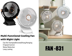 Rechargeable Hanging Clip On Fan with Night Light FAN-831