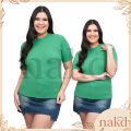 NAKD FASHION EUNISE PLUS SIZE BASIC DAILY CASUAL ROUND NECK KNITTED BLOUSE TOP FOR WOMEN L-2XL 5082. 